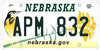 NE license plate APM832