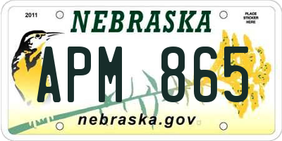 NE license plate APM865