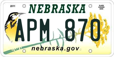 NE license plate APM870