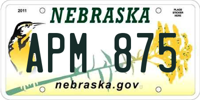 NE license plate APM875