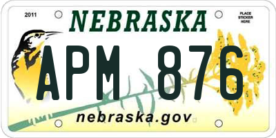 NE license plate APM876