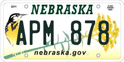 NE license plate APM878
