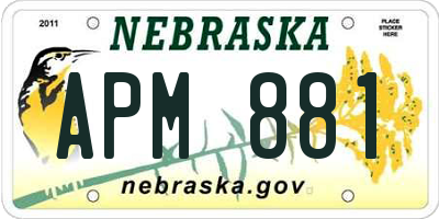 NE license plate APM881
