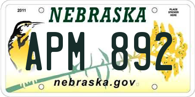 NE license plate APM892
