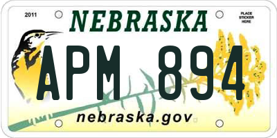 NE license plate APM894