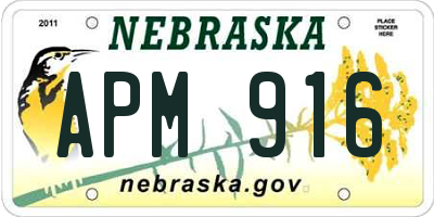 NE license plate APM916