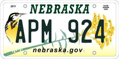 NE license plate APM924