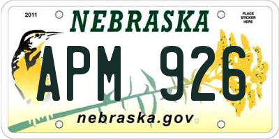 NE license plate APM926