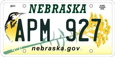 NE license plate APM927