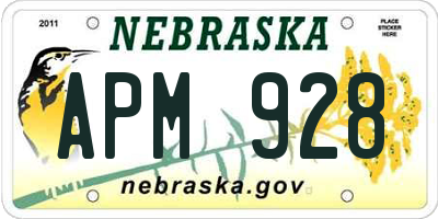 NE license plate APM928
