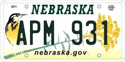NE license plate APM931