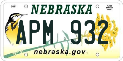 NE license plate APM932