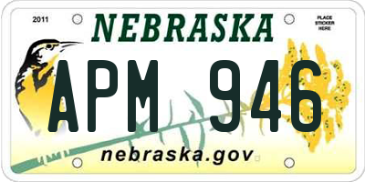 NE license plate APM946