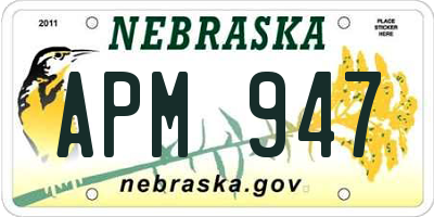 NE license plate APM947