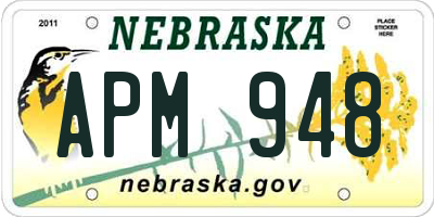 NE license plate APM948