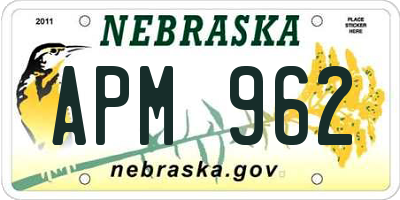 NE license plate APM962