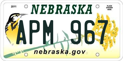 NE license plate APM967