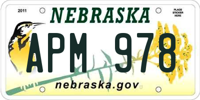 NE license plate APM978