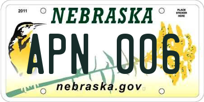 NE license plate APN006