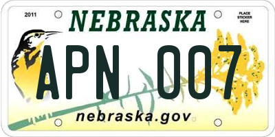 NE license plate APN007