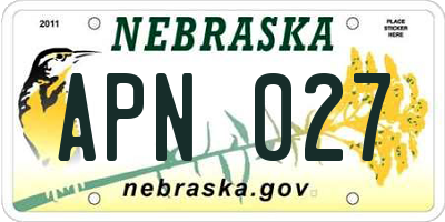 NE license plate APN027