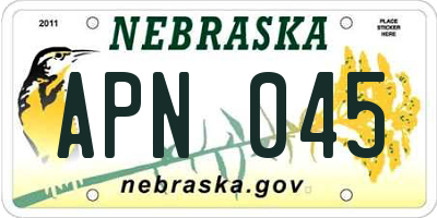 NE license plate APN045