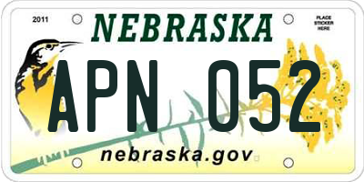 NE license plate APN052