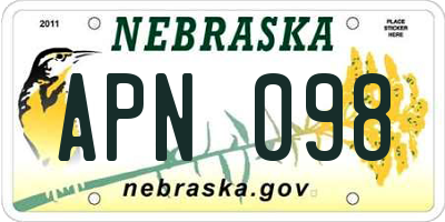 NE license plate APN098