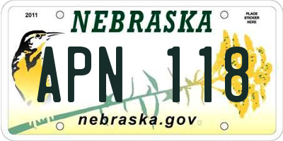 NE license plate APN118