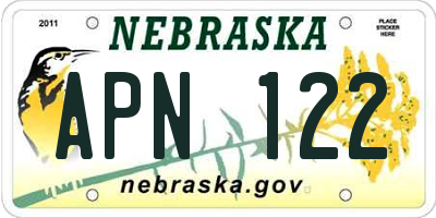 NE license plate APN122