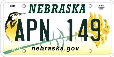 NE license plate APN149