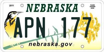 NE license plate APN177