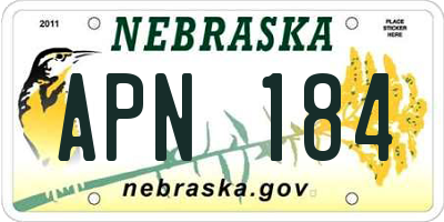 NE license plate APN184