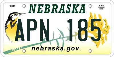 NE license plate APN185
