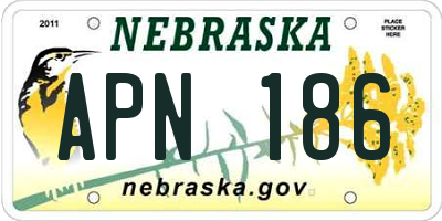 NE license plate APN186