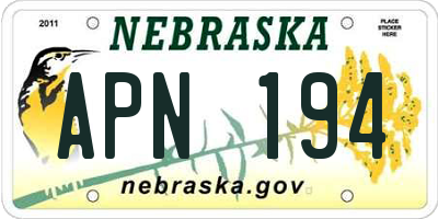 NE license plate APN194