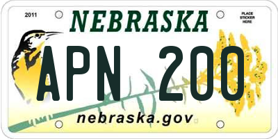 NE license plate APN200