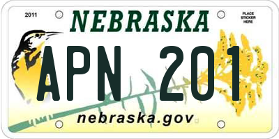 NE license plate APN201