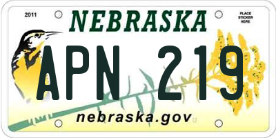 NE license plate APN219