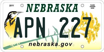 NE license plate APN227