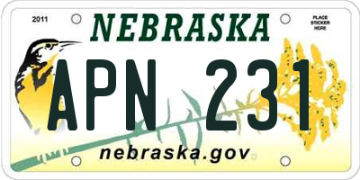 NE license plate APN231