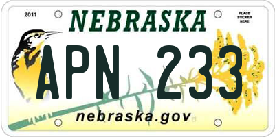 NE license plate APN233