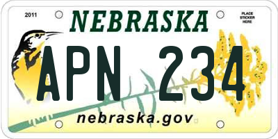 NE license plate APN234