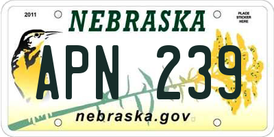 NE license plate APN239