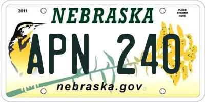 NE license plate APN240