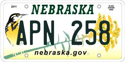 NE license plate APN258