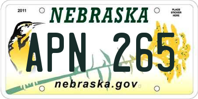 NE license plate APN265