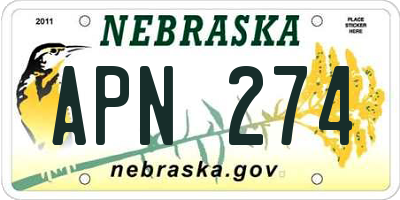 NE license plate APN274