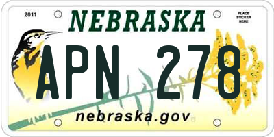 NE license plate APN278