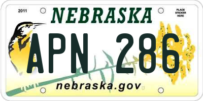 NE license plate APN286